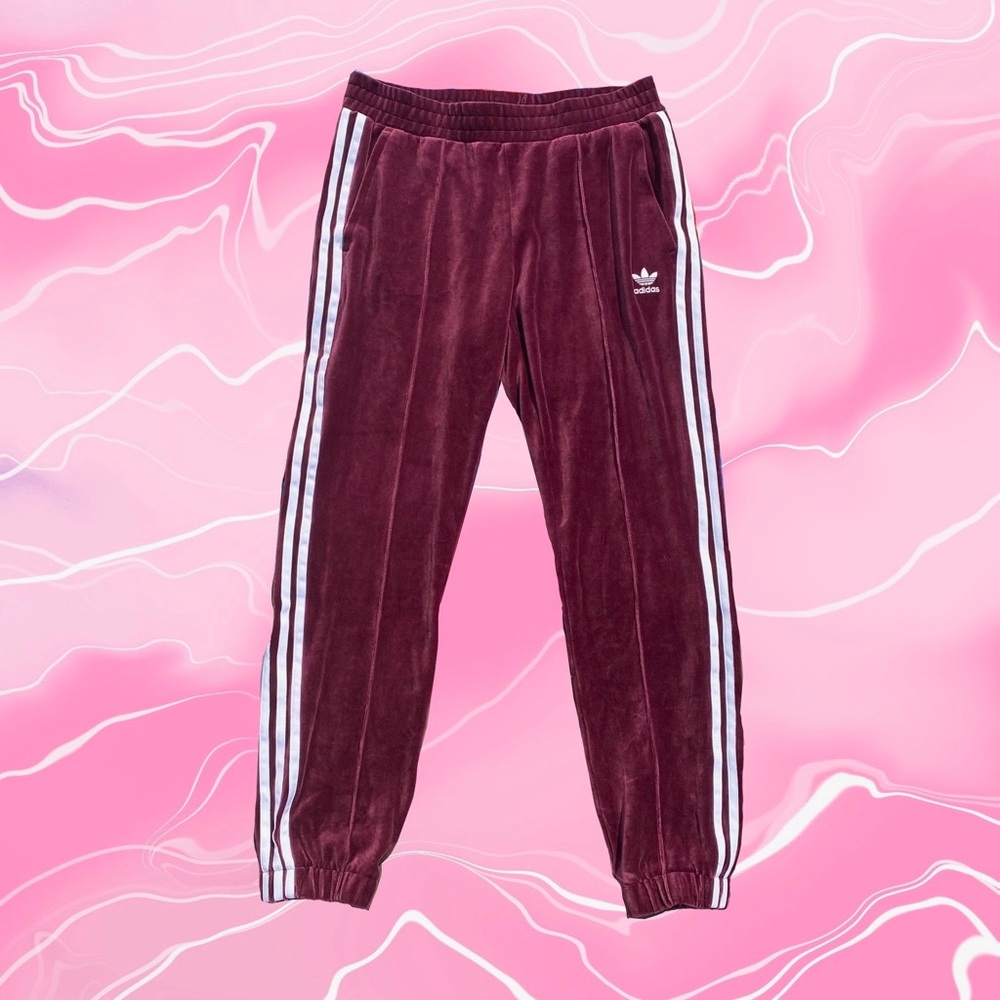Maroon Adidas track pants